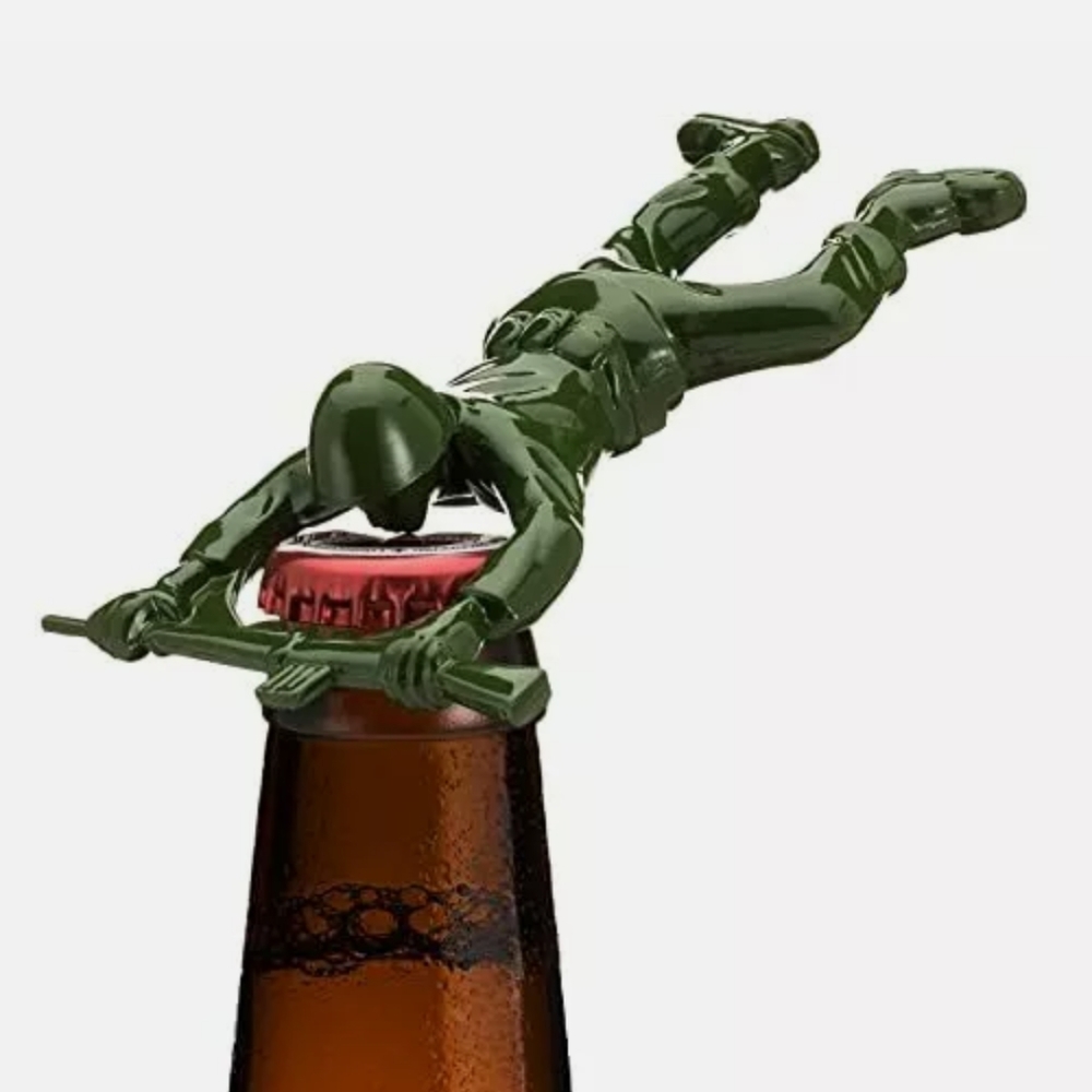 Army man Soldier Veteran bottle opener metal green New